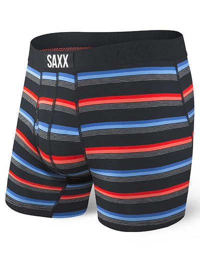 Shop Saxx Ultra Boxer Brief In Black Blue Stripe