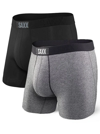 Shop Saxx Vibe Boxer Brief 2-pack In Black,grey
