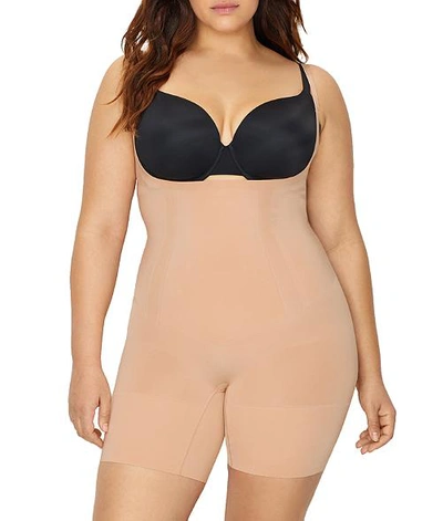 Shop Spanx Plus Size Oncore Firm Control Open-bust Bodysuit In Soft Nude