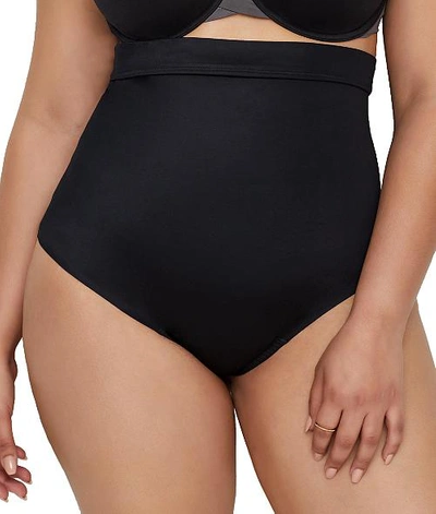 Shop Spanx Plus Size Suit Your Fancy High-waist Shaping Thong In Very Black