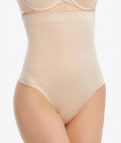 Shop Spanx Suit Your Fancy High-waist Shaping Thong In Champagne Beige