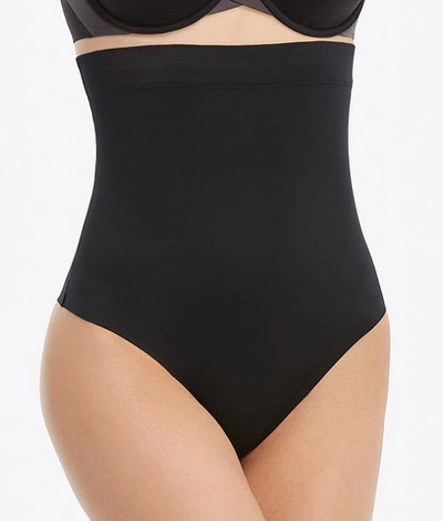 Shop Spanx Suit Your Fancy High-waist Shaping Thong In Very Black