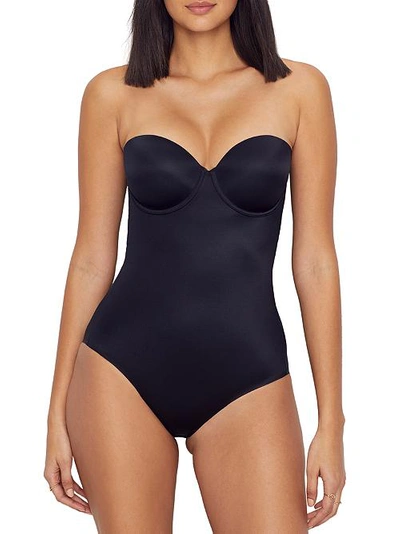 Spanx Suit Your Fancy Strapless Cupped Bodysuit In Very Black