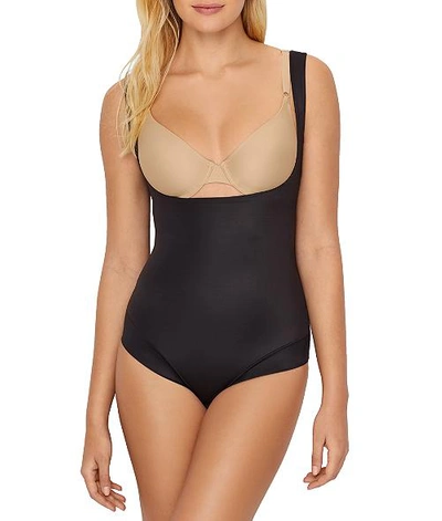 Shop Tc Fine Intimates Extra Firm Control Open-bust Bodysuit In Black