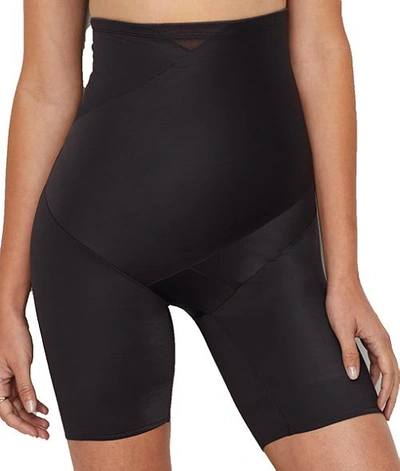 Shop Tc Fine Intimates Tummy Tux High-waist Firm Control Thigh Slimmer In Black