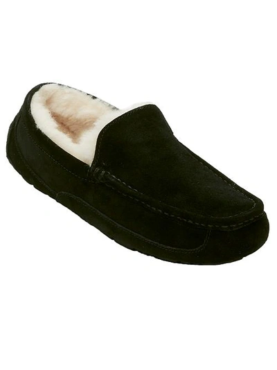 Shop Ugg Men's Ascot Suede Slippers In Black