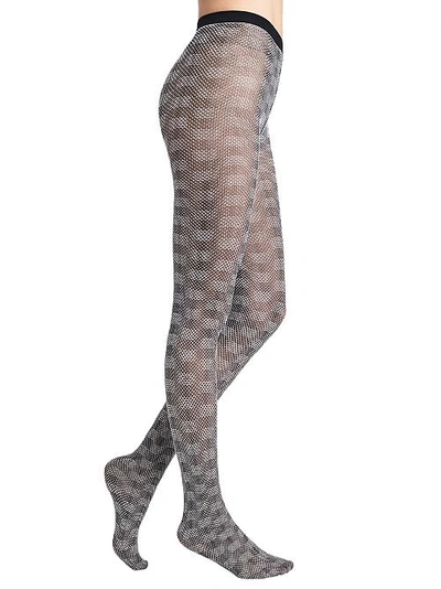 Shop Wolford Granular Poison Tights In Black,white