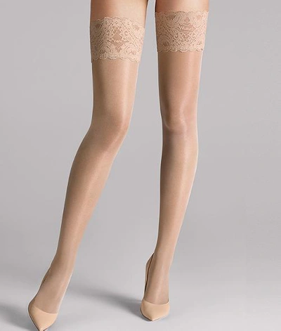 Shop Wolford Satin Touch 20 Denier Evening Thigh Highs In Cosmetic