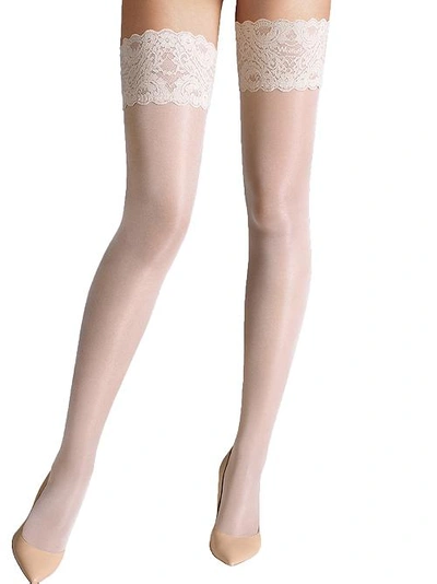 Shop Wolford Satin Touch 20 Denier Evening Thigh Highs In White