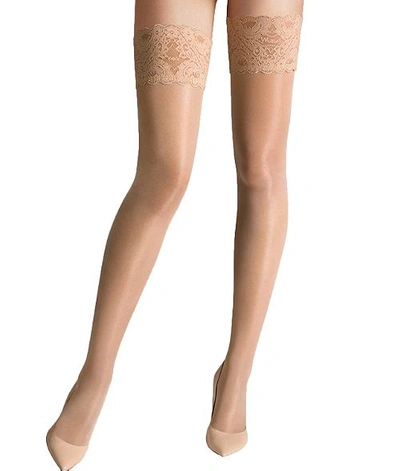 Shop Wolford Satin Touch 20 Denier Evening Thigh Highs In Fairly Light