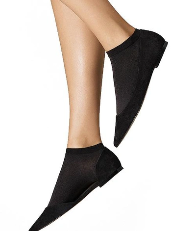Shop Wolford Cotton Sneaker Socks In Black