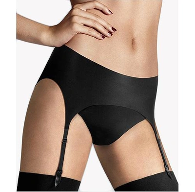 Shop Wolford Satin Stocking Garter Belt In Black