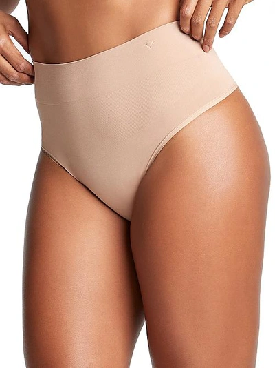 Shop Yummie Liliana Comfortably Curved Shaping Thong In Almond