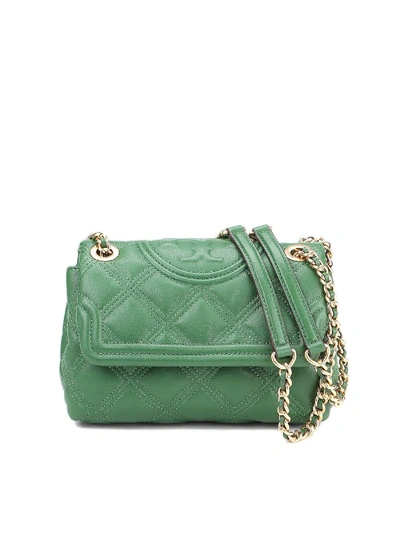 Shop Tory Burch Fleming Small Quilted Bag In Green