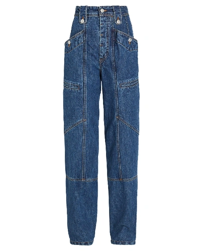 Shop Isabel Marant Étoile Neko High-rise Cargo Jeans In Blue-med