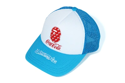 Pre-owned Bape X Coca Cola Mesh Cap Blue