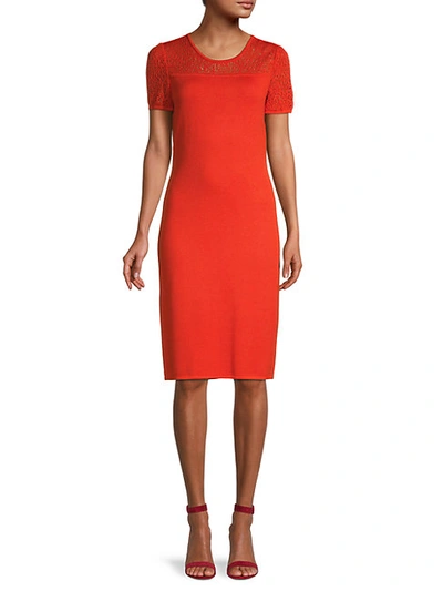 Shop St John Women's Contrast Knit Sheath Dress In Orange