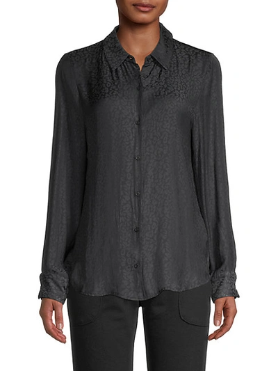 Shop David Lerner Women's Portman Tonal Leopard-print Shirt In Black