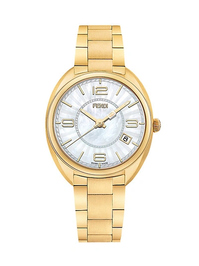 Shop Fendi Momento Goldtone Stainless Steel & Mother-of-pearl Bracelet Watch
