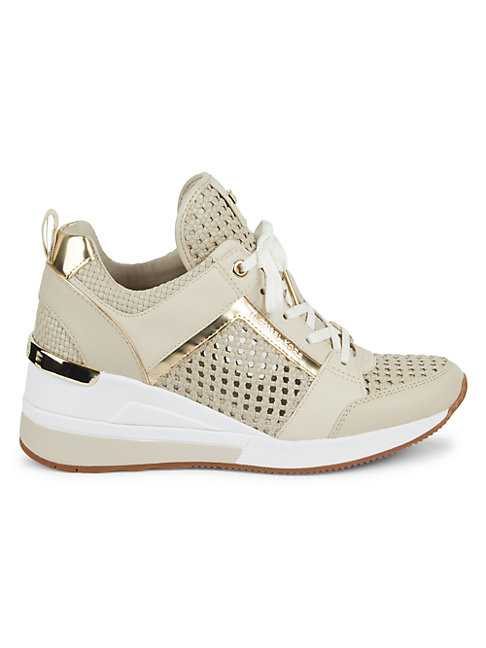michael kors georgie woven leather trainer