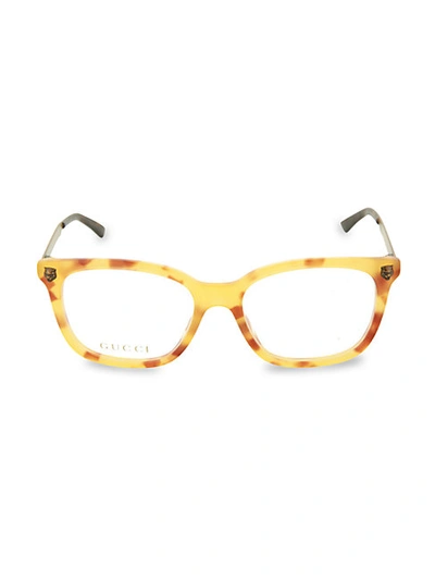 Shop Gucci 51mm Tortoise Square Core Blue Reader Glasses In Yellow