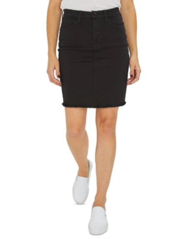 Shop Jen7 By 7 For All Mankind Jen7 Raw-hem Colored Denim Pencil Skirt In Black