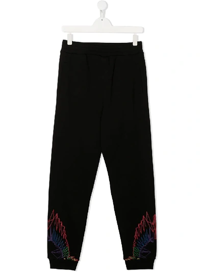 Shop Marcelo Burlon County Of Milan Teen Wings Print Track Pants In Black