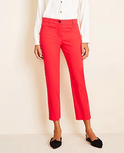 Shop Ann Taylor The Petite Cotton Crop Pant - Curvy Fit In Red Carnation