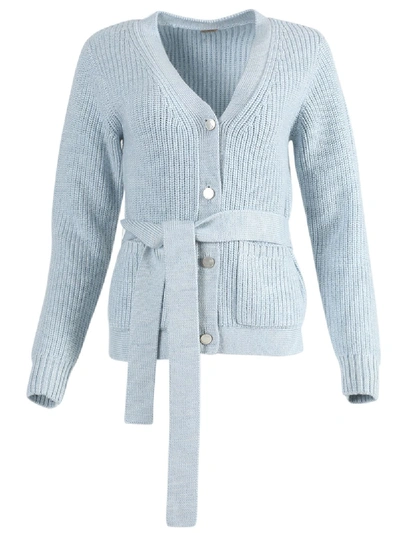 Shop Adam Lippes Blue Slouchy Wool Cardigan