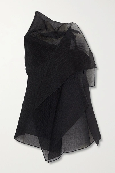 Shop Roland Mouret Pasha Draped Silk-blend Organza-jacquard Top In Black