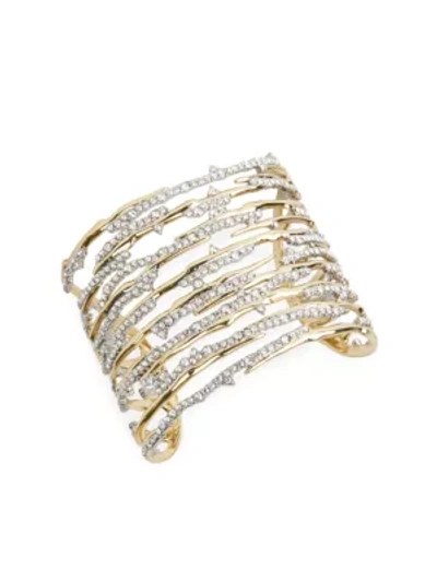 Shop Alexis Bittar 10k Yellow Gold & Crystal Pavé Spiked Cuff Bracelet In Yellow Goldtone