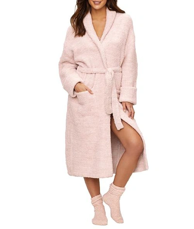 Shop Barefoot Dreams Cozychic Heathered Robe In Dusty Rose,white