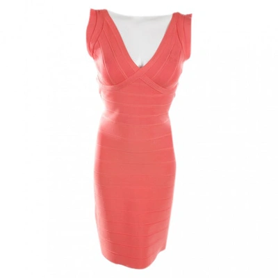 Pre-owned Herve Leger Red Cotton Dress