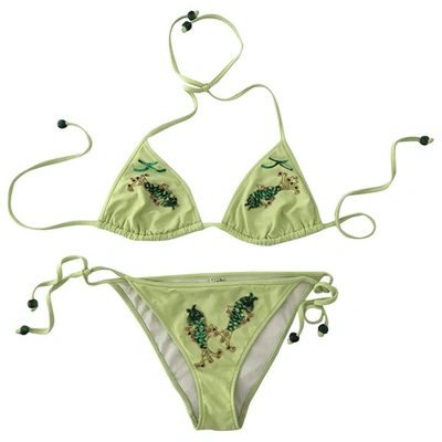Pre-owned Dior Green Lycra Swimwear