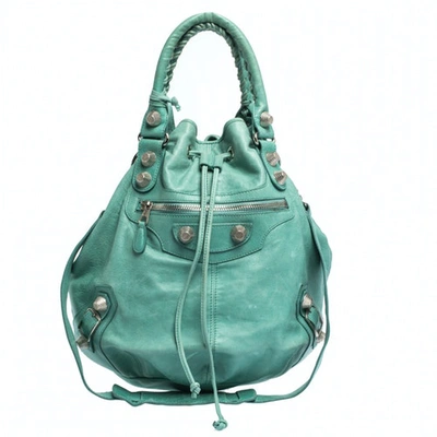 Pre-owned Balenciaga Pompon Green Leather Handbag