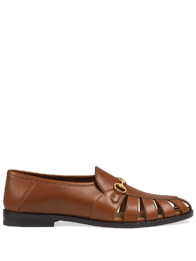 Shop Gucci Horsebit-detailed Loafers In Brown