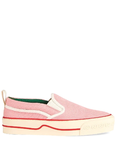 Shop Gucci Slip-on Canvas Sneakers In Pink