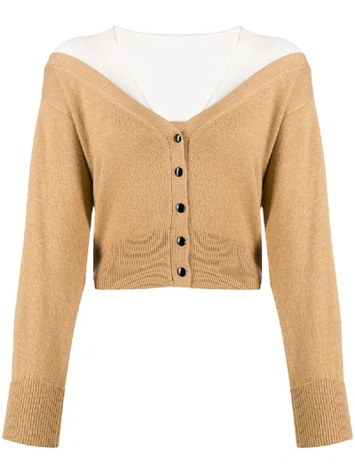 Shop Alexander Wang Fitted Cropped Cardigan In Neutrals