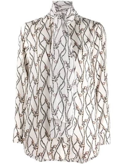 Shop Ferragamo Gancio Rope Print Blouse In White