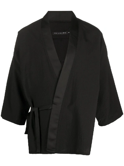 Shop Alchemy Plain Kimono Style Shirt In Black