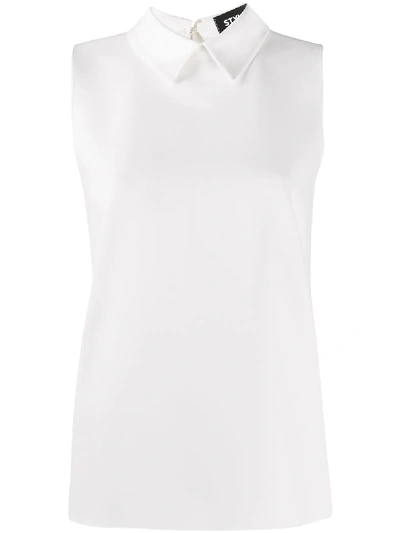 Shop Styland Contrasting Collar Slim-fit Vest In White