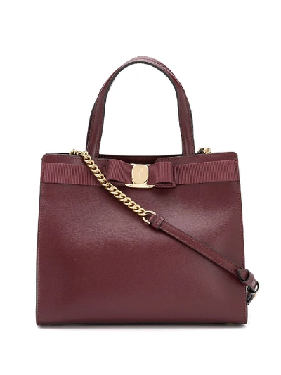 Shop Ferragamo Vara Tote Bag In Red