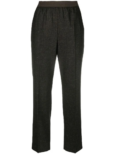 Shop Agnona High-rise Tailored Trousers In Brown