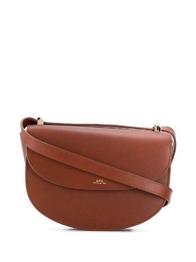 Shop Apc Geneve Flap Shoulder Bag In Brown