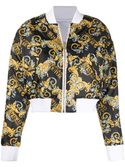 Shop Versace Jeans Couture Baroque-print Reversible Bomber Jacket In Black