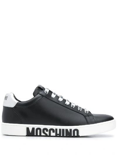 Shop Moschino Side Logo Sneakers In Black