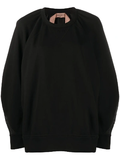 Shop N°21 Oversized Mesh Back Sweatshirt In Black