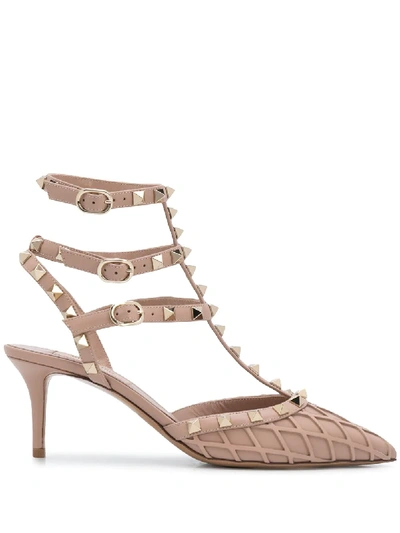 Shop Valentino Rockstud Caged 65mm Pumps In Pink