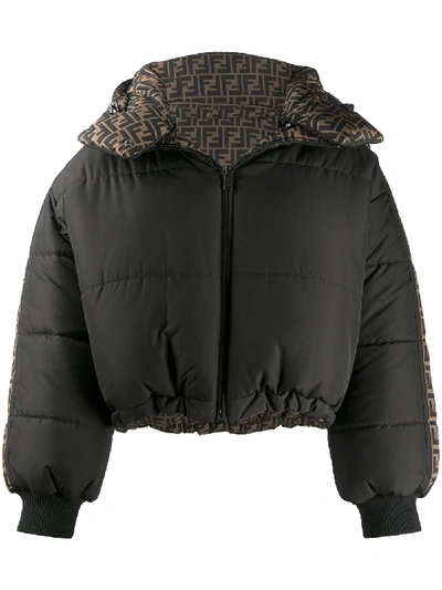 Shop Fendi Reversible Padded Puffer Coat In Black