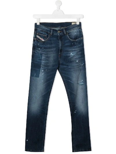Diesel Teen Eetar Tapered Jeans In Blue